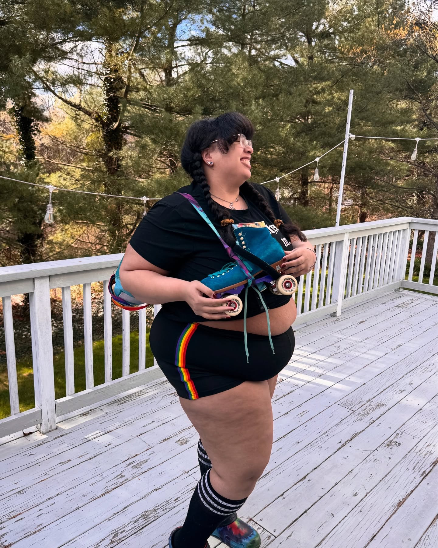 These are fast times and fast nights. 💖🛼🤘

Outfit Details:
Shirt: Shein
Shorts: Shein
Socks: Torrid
Shoes: Crocs 

@sheincurve  @sheinofficial @torrid @crocs 

 Check out my LTK! And also my skating reel before this post. 🤓