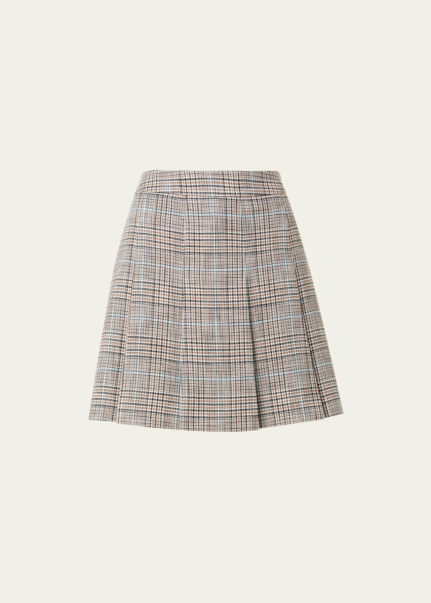 Akris punto Glen Check Pleated Mini Skirt | Bergdorf Goodman