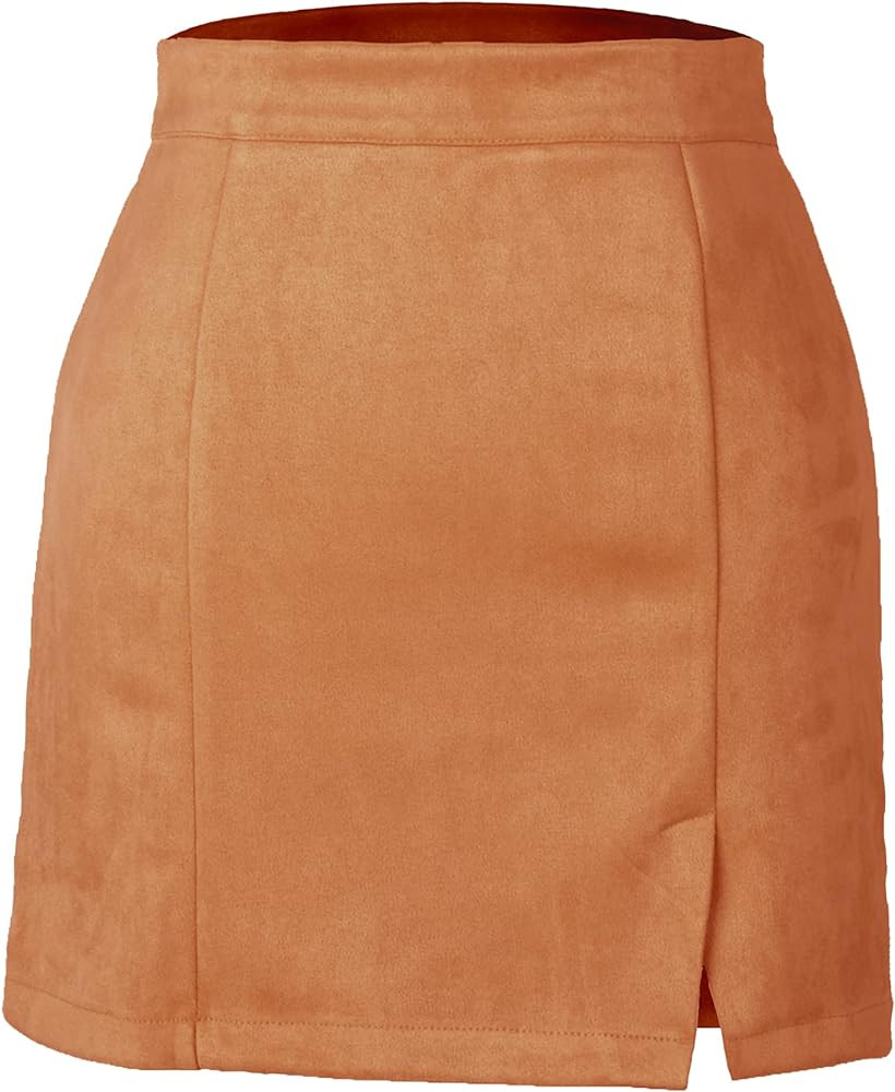 YONG GO Women's Faux Suede Vintage Bodycon A-Line Mini Skirt | Amazon (US)