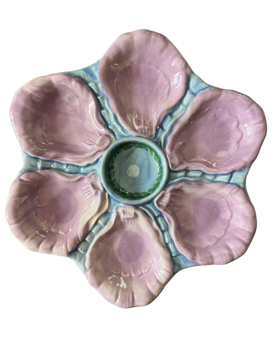 Hand Painted Cast Oyster Plate - Lavender and Pale Blue - Etsy | Etsy (US)
