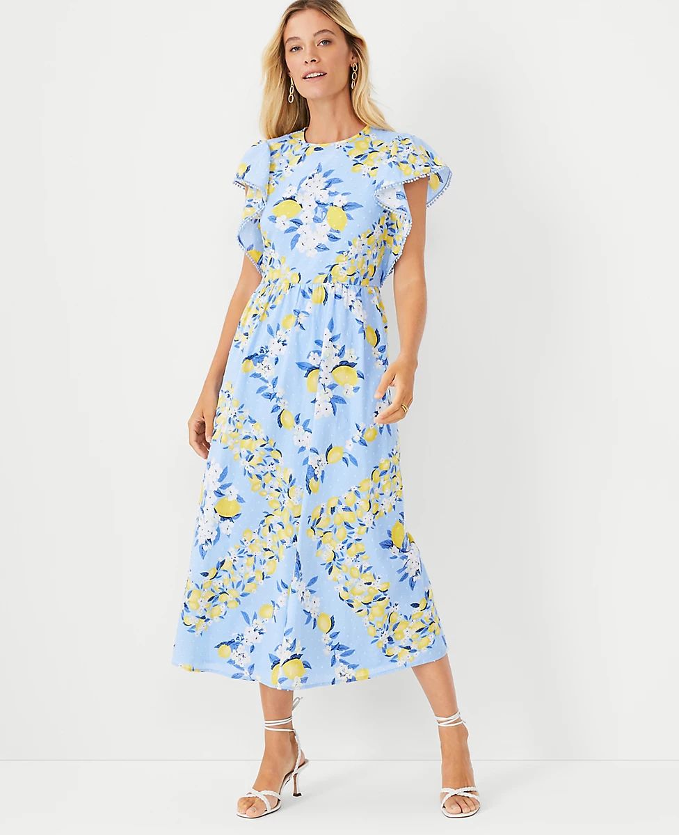 Lemon Ruffle Sleeve Maxi Dress | Ann Taylor (US)