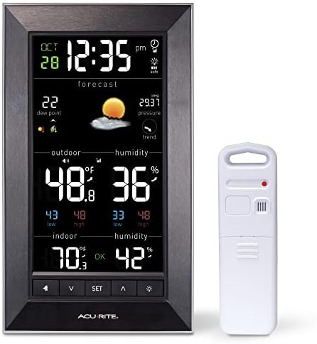 AcuRite Digital Vertical Weather Forecaster with Indoor/Outdoor Temperature, Humidity, and Date a... | Amazon (US)
