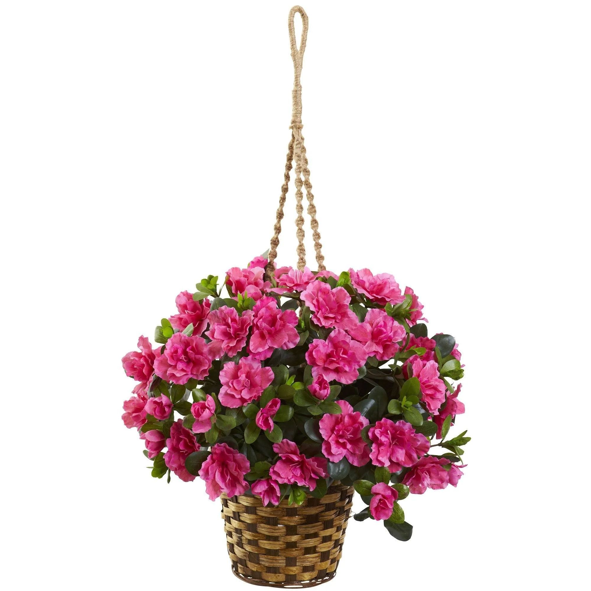 Azalea Hanging Basket | Nearly Natural | Nearly Natural