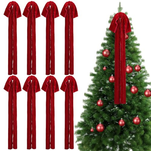 Daifunli 8 Pcs Large Christmas Velvet Bows, Burgundy, 8.7 x 17.7 x 1.5 in | Amazon (US)