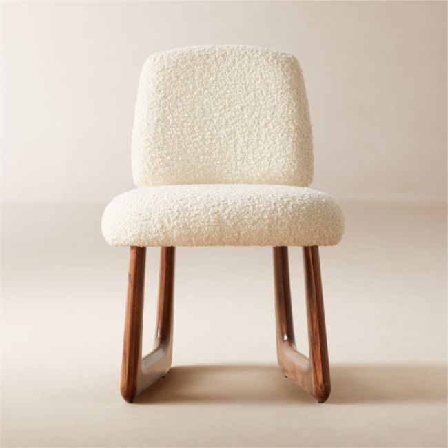 Pula Warm White Boucle Armless Dining Chair | CB2