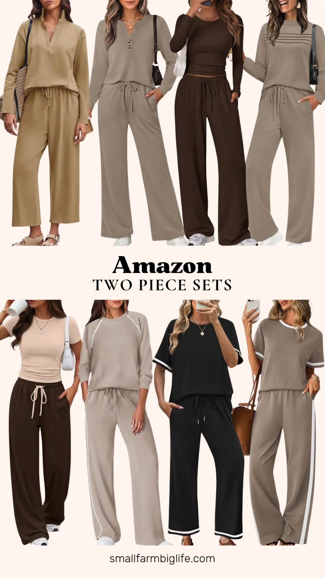 Two Piece Sets For Fall Travel And Everyday Comfort

A good two piece set is the easiest way to look put together while still feeling like you are in loungewear. This roundup is full of fall colors like light brown, coffee brown, and khaki, perfect for airport outfits, vacation days, or just a comfortable day at home.

Several of these come with a long sleeve top and wide leg pants for cooler weather, including side slit and side ruched styles with drawstring waistbands for an easy fit. There is also a khaki sweatsuit style set with a lapel v neck top if you want something with a little more structure, plus a black short sleeve lounge set and a light brown resort style set with pockets for warmer days or travel.

Every one of these sets works as an easy travel outfit, an airport look, or a comfortable everyday fit you can throw on without thinking twice.

#twopieceset #loungewear #falloutfits #travelstyle #airportoutfit 

 #LTKootd #LTKOver40 #LTKTravel