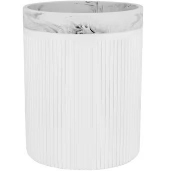 allen + roth Rochelle White Marble Resin Wastebasket | Lowe's