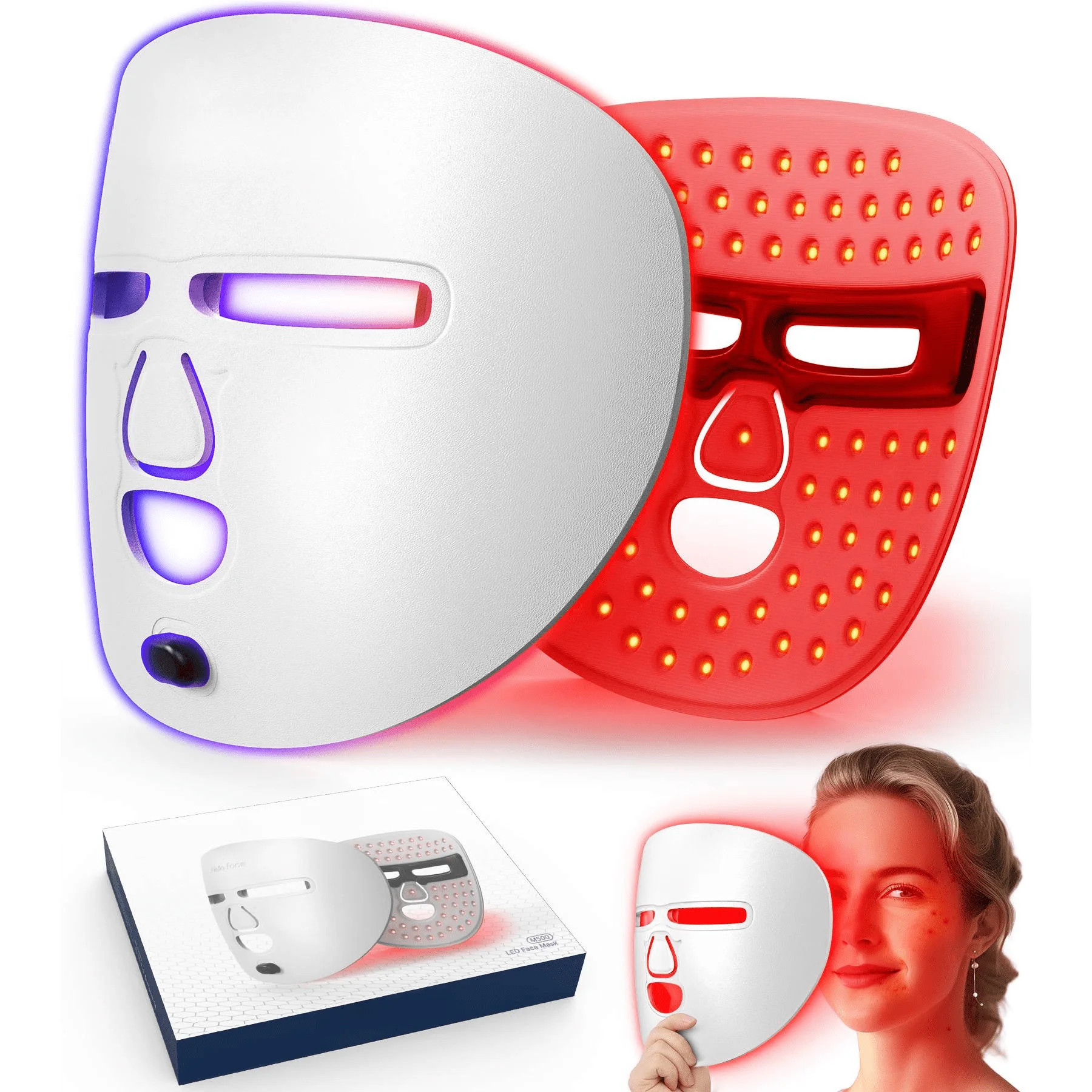 Dr.pedi LED Light Therapy Mask for Face, Red Blue Light Facial Skin Care, 336 LED Wireless Photon... | Walmart (US)