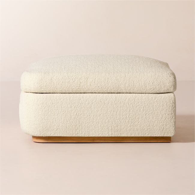 Stormo Ivory Boucle Ottoman | CB2