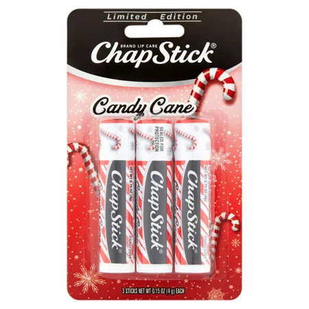 ChapStick Hydrating Limited Edition Holiday Collection Lip Balm Candy Cane 3 Pack | Walmart (US)