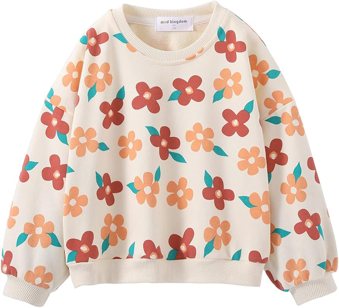 Mud Kingdom Boutique Little Girls Sweatshirts Crewneck Cotton Sunflower | Amazon (US)