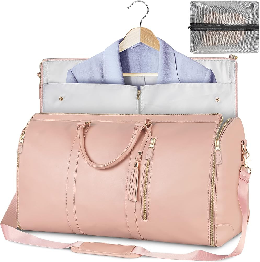Carry On Garment Bag, Large PU Leather Garment Bags for Travel for Women, Waterproof Duffle Bag w... | Amazon (US)