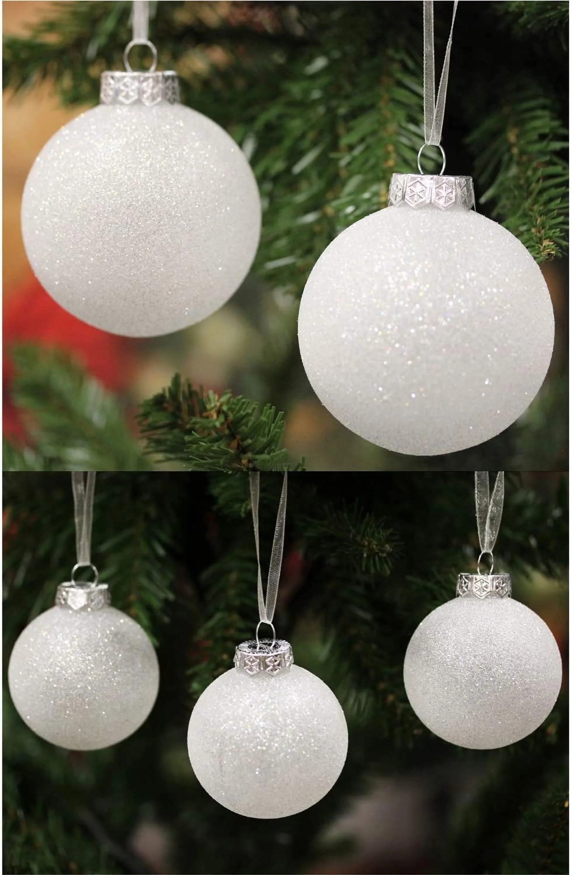 SLEETLY 32pk White Christmas Ball Ornaments 2023 for Farmhouse Glitter Tree Decorations, Large an... | Walmart (US)
