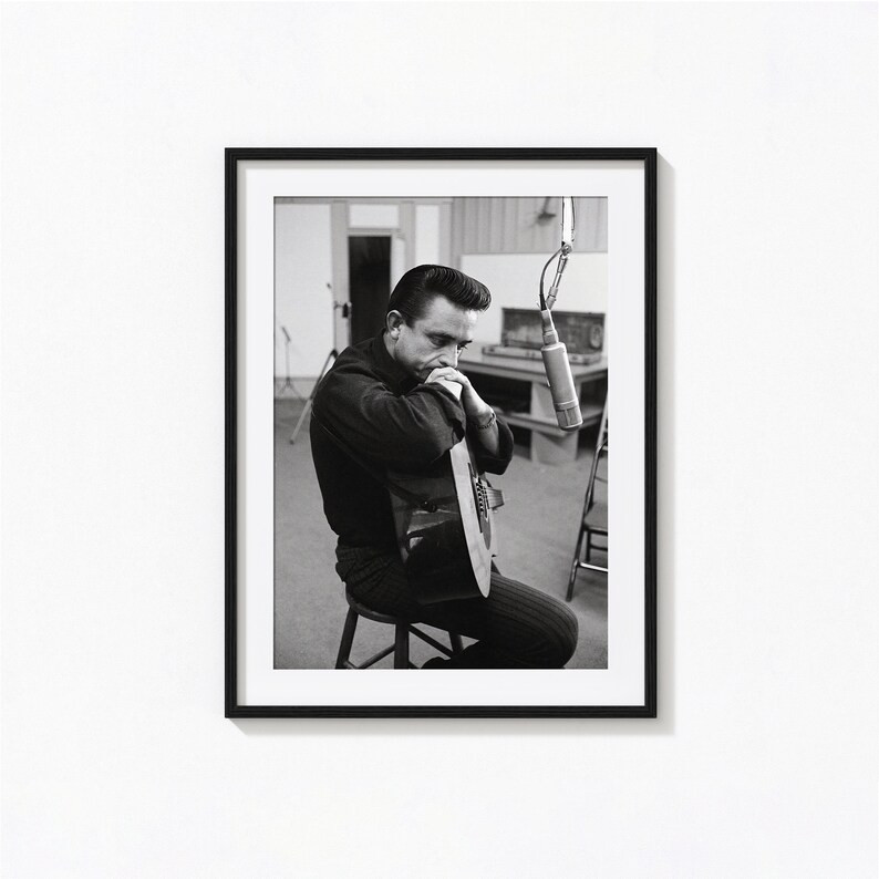 Johnny Cash Poster, Music Black and White Wall Art, Vintage Print, Photography Prints, Museum Qua... | Etsy (US)