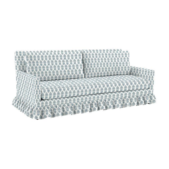 SK Mathes Upholstered Bench Seat Sofa with Ruffle Skirt | Ballard Designs, Inc.