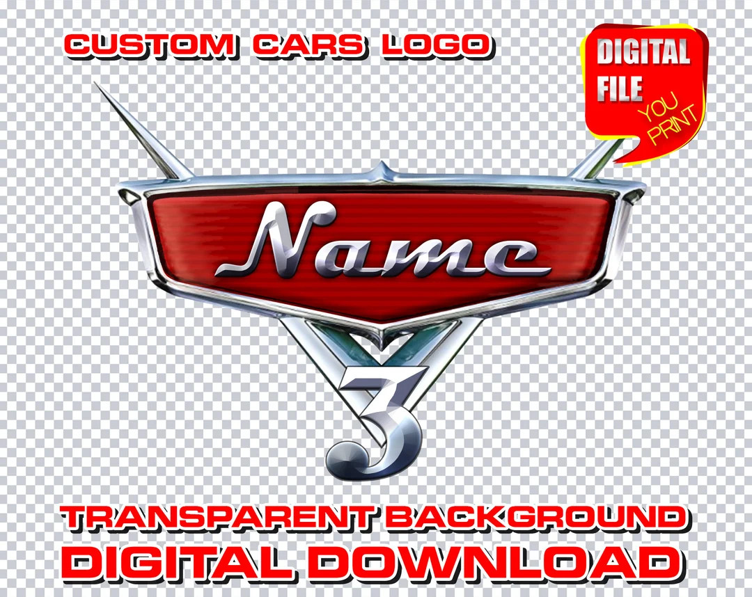 Cars Logo With Name, Personalized Digital Cars Birthday Party Logo, Cars Party Logo Decor Centerp... | Etsy (US)