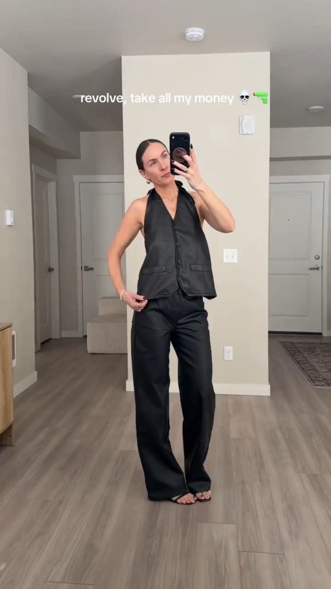 Revolve set.  Sold separately 

Faux leather vest and straight faux leather pants.  #fauxleathervest #fauxleatherpants