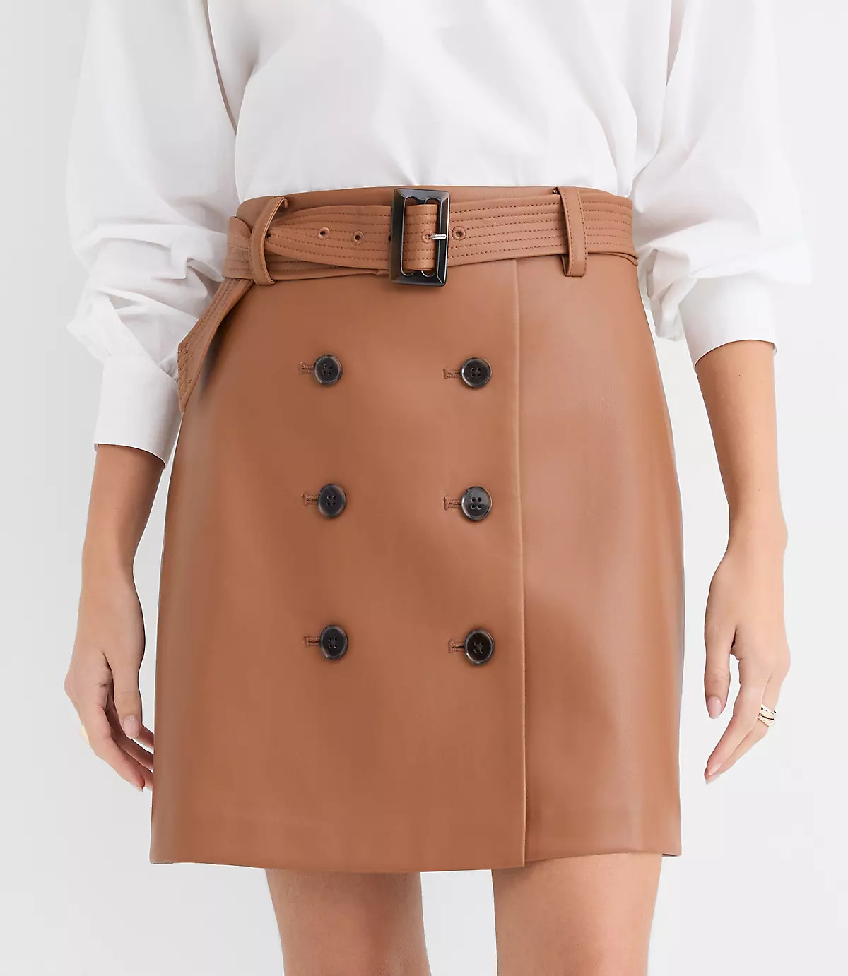 Faux Leather Trench Mini Skirt | LOFT