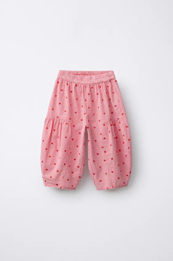BALLOON CHECKS TROUSERS WITH EMBROIDERED HEARTS | Zara UK