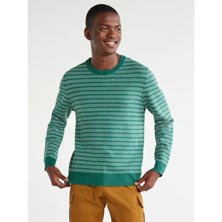 Free Assembly Men's Birdseye Stripe Crewneck Sweater with Long Sleeves, Sizes XS-3XL | Walmart (US)
