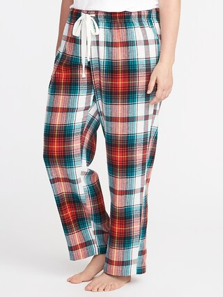 Old Navy Womens Plaid Flannel Plus-Size Sleep Pants White/Red Plaid Size 1X | Old Navy US