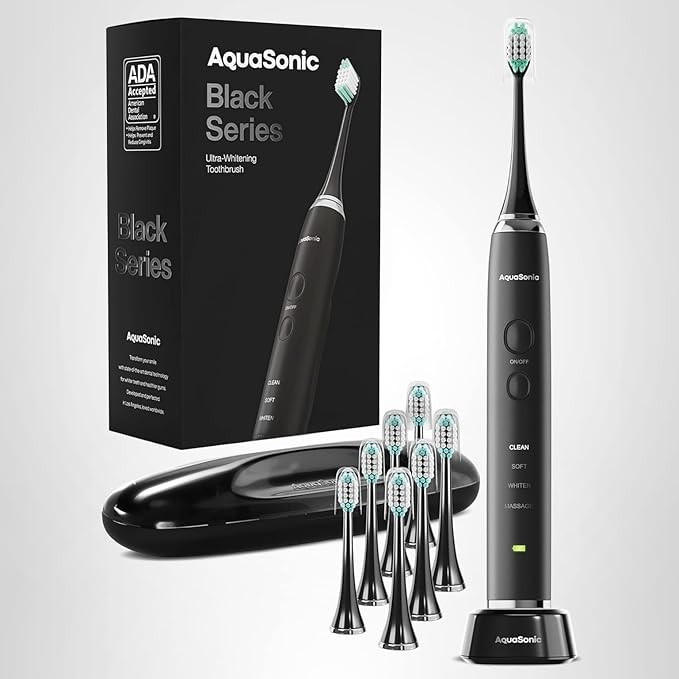 Aquasonic Black Series Ultra Whitening Toothbrush – ADA Accepted Electric Toothbrush- 8 Brush H... | Amazon (US)