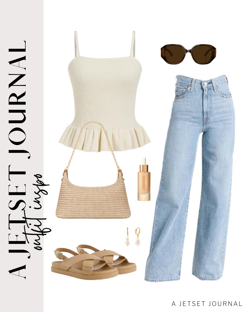 First up is this combination of a CIDER peplum top with the structured Levi's ribcage jeans. You will love how these footbed sandals complement this outfit when styled with a textured Woven Shoulder Bag. These oversized polarized sunglasses are an awesome addition to this fit, too! ?


#LTKSeasonal #LTKSaleAlert #LTKTravel
 

 
