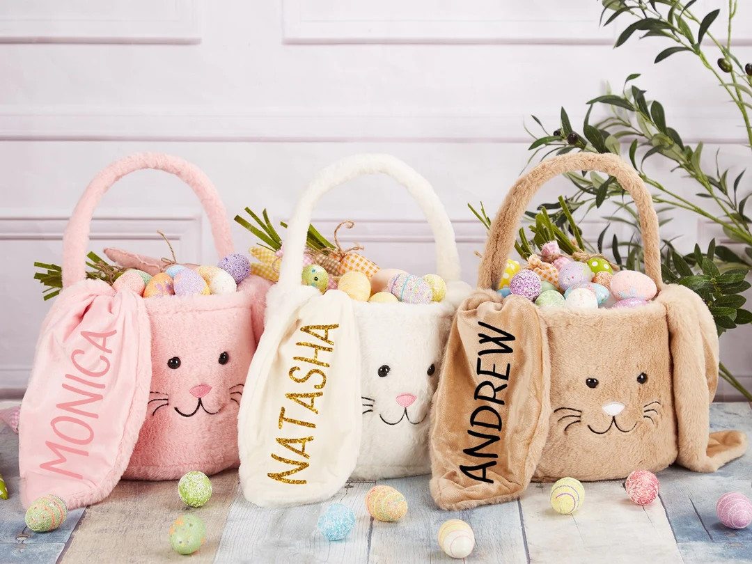 Personalized Easter Basket With Kid Name,Custom Easter Bunny Basket,Monogram Easter Basket,Boy Gi... | Etsy (US)