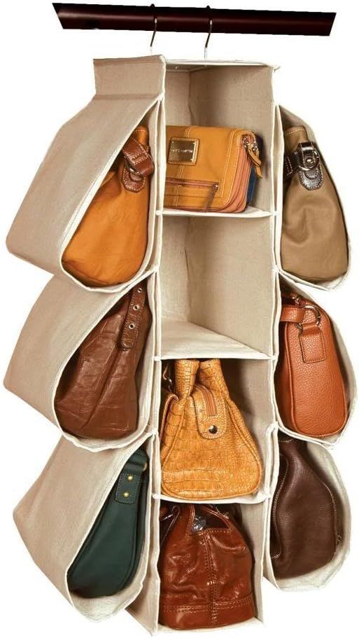 LONGTEAM Hanging Purse Handbag Organizer Homewares Nonwoven 10 Pockets Hanging Closet Storage Bag | Amazon (US)