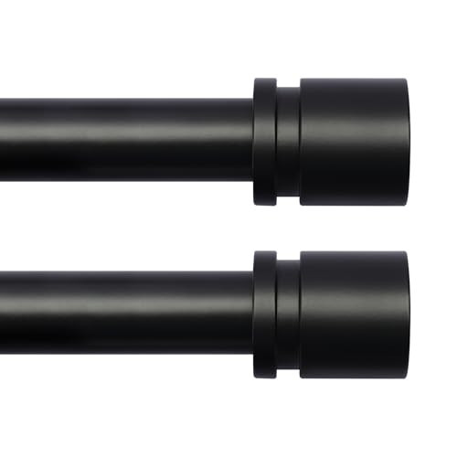 Byondeth Curtain Rods for Windows 16 to 144 Inches 2 Pack Adjustable Length 1 Inch Diameter Window Curtain Rod with Aluminium Finials, Black | Amazon (US)