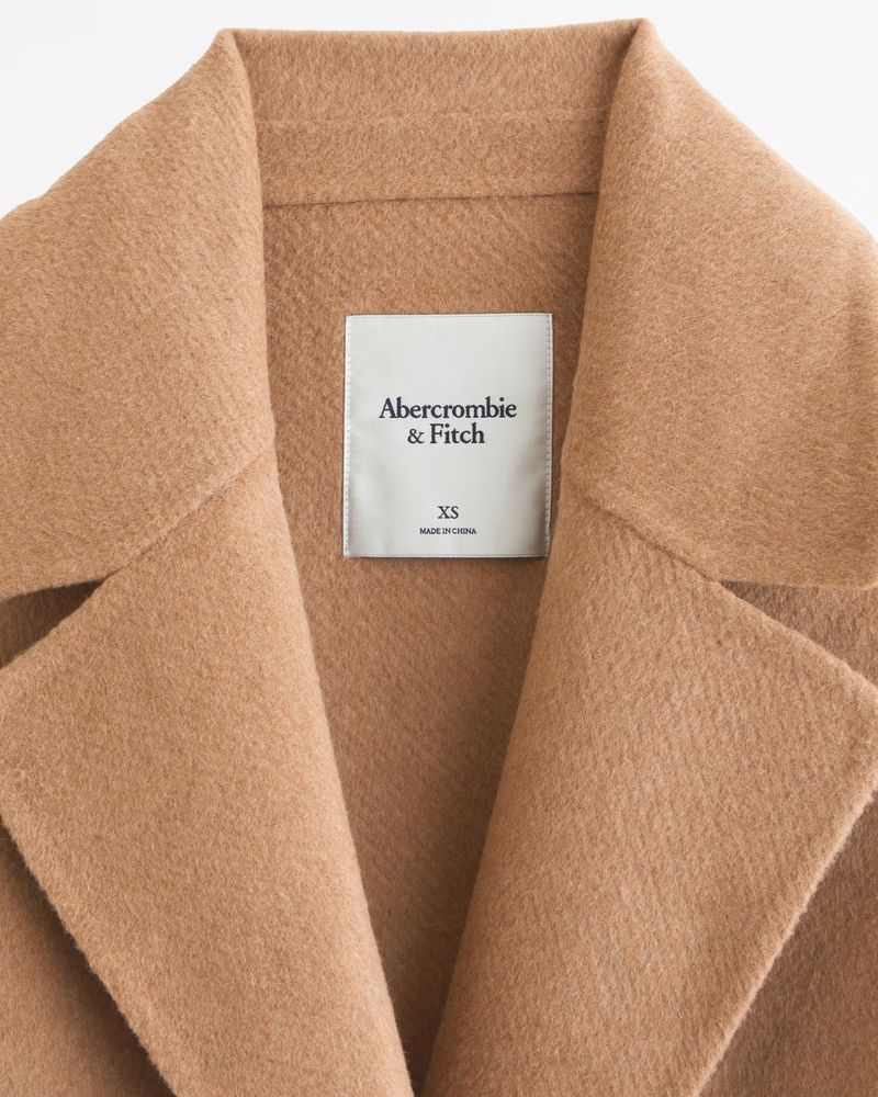 Women's Double-Cloth Belted Wool-Blend Coat | Women's New Arrivals | Abercrombie.com | Abercrombie & Fitch (UK)