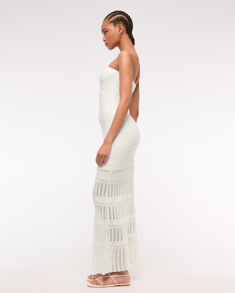 Strapless Crochet-Style Midi Dress | Abercrombie & Fitch (US)