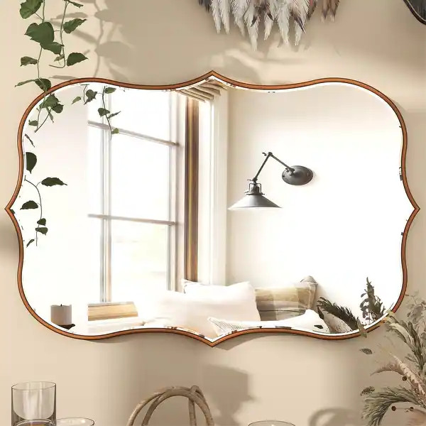 Asymmetrical Gold Antique Bronze Accent Wall Mirror - 23.62"\u00d735.4" - Antique Gold | Bed Bath & Beyond