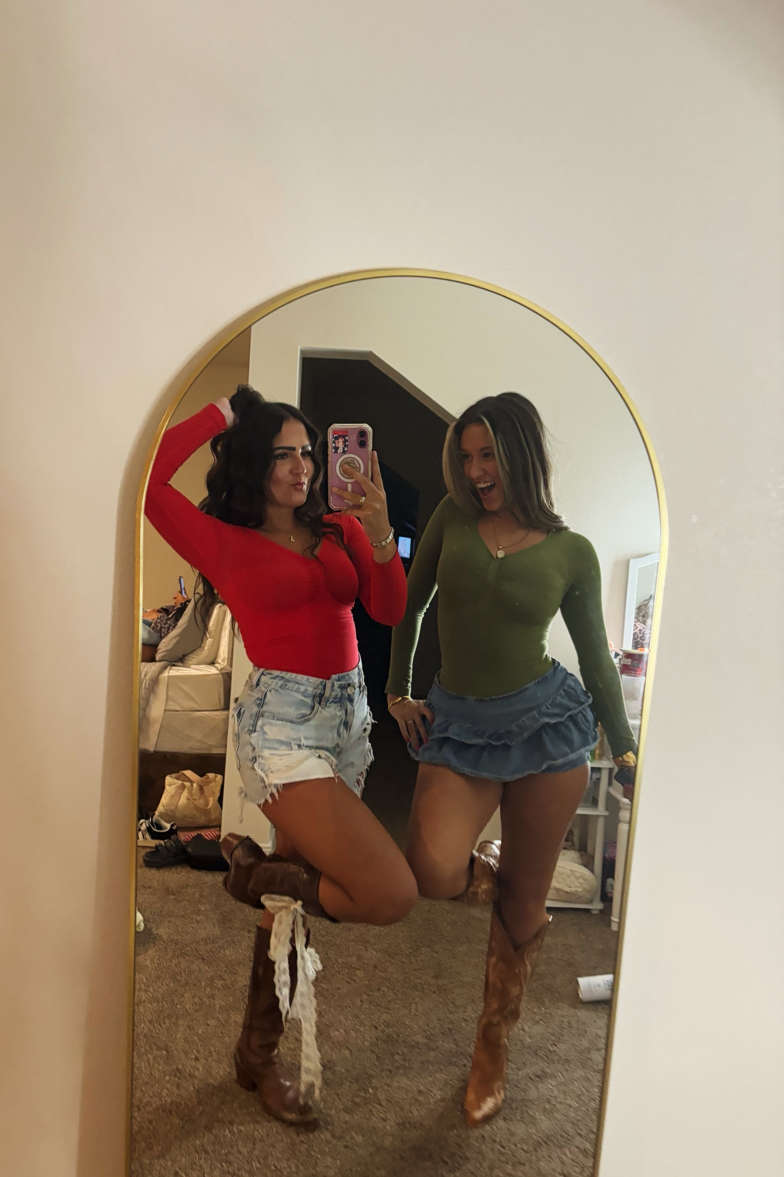 green skort link! #skort #miniskirt #denimskort #denimskirt 