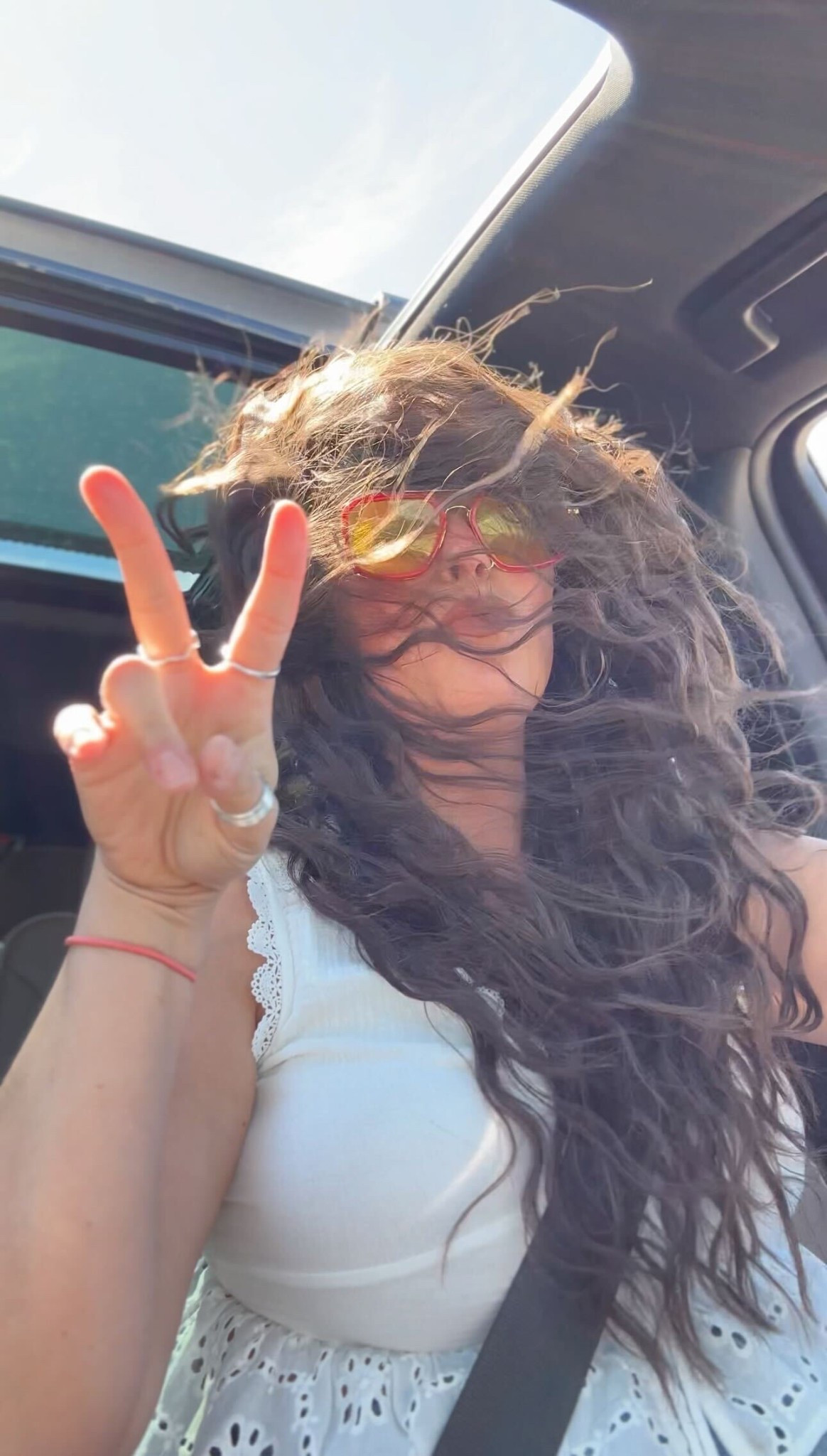 windows down kind of vibes 🕶️ loving these red and yellow tinted sunnies 

#LTKStyleTip #LTKFindsUnder50 #LTKSeasonal