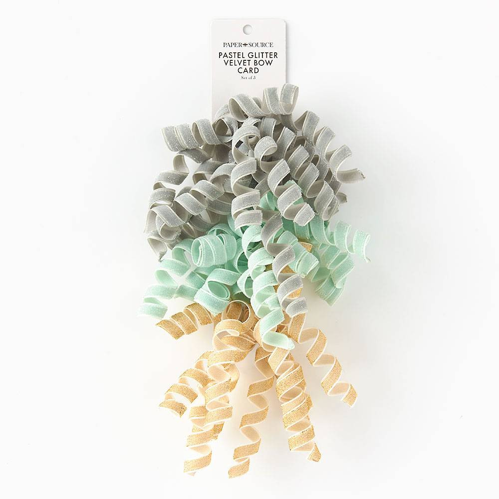 Pastel Glitter Velvet Curly Bows | Paper Source | Paper Source