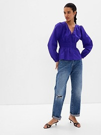 Puff Sleeve Peplum Top | Gap (CA)
