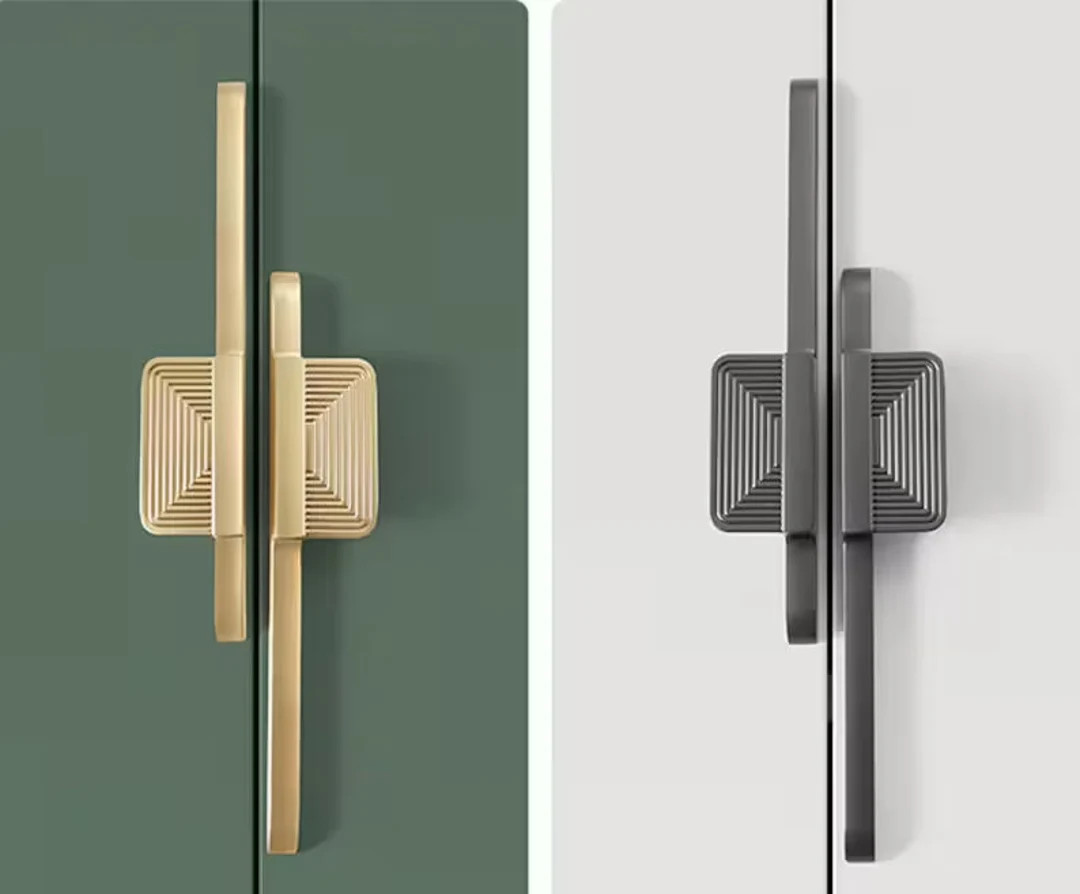 Unique Gold Drawer Pulls Handles Modern Kitchen Handles Gray Striped Dresser Pulls Gold Door Pull... | Etsy (US)