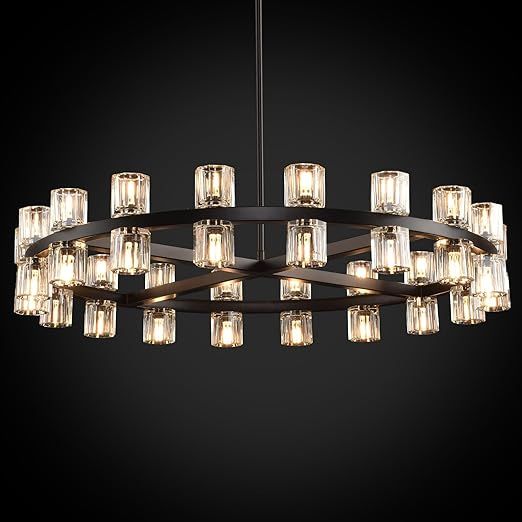 Arcachon Modern 36" Black Round Chandelier, Crystal Chandeliers For DiningRoom, Living Room Chand... | Amazon (US)