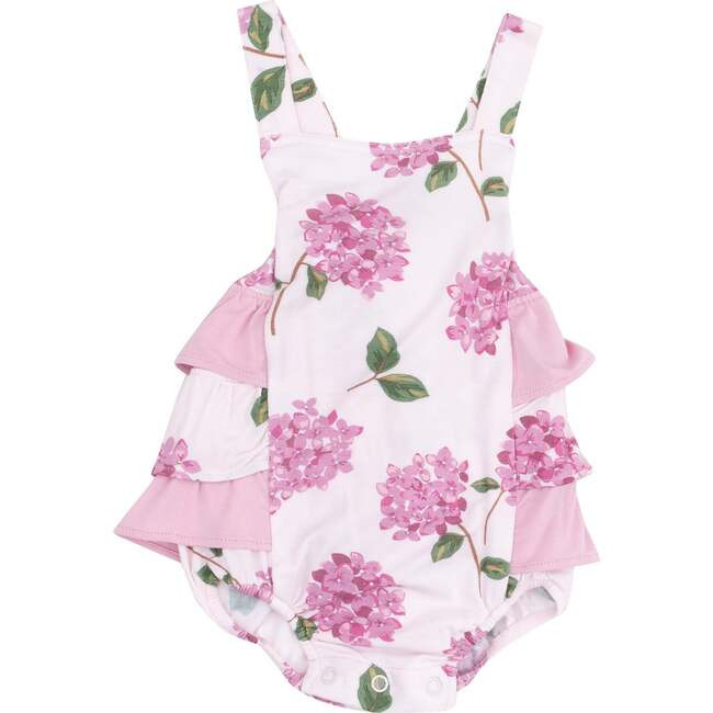 Angel Dear | Ruffle Sunsuit, Hydrangeas (Pink, Size 18-24M) | Maisonette | Maisonette