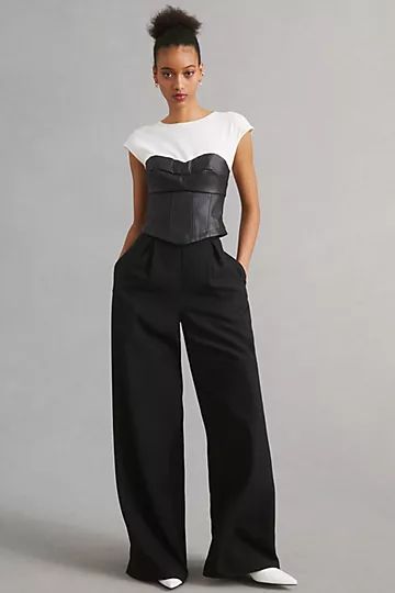 By Anthropologie Faux Leather Corset Top | Anthropologie (US)
