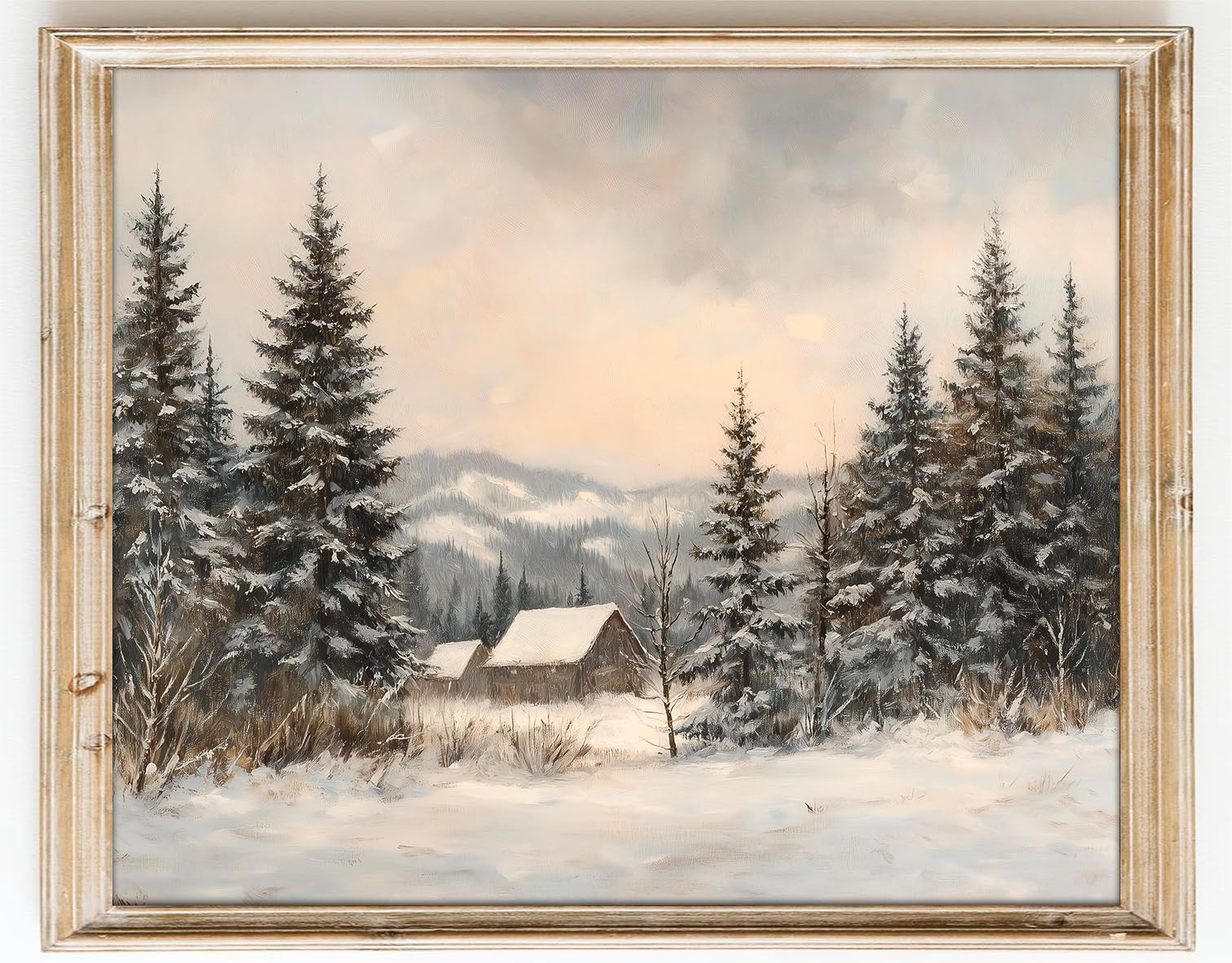 Kizbook Vintage Christmas Wall Decor, Neutral Christmas Holiday Art Prints Painting, Farmhouse Sn... | Amazon (US)
