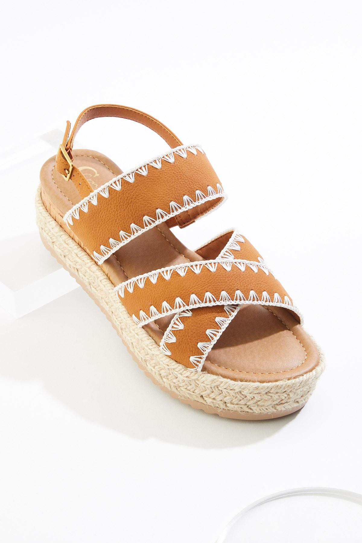 Decorative Stitch Platform Sandals | Cato Fashions