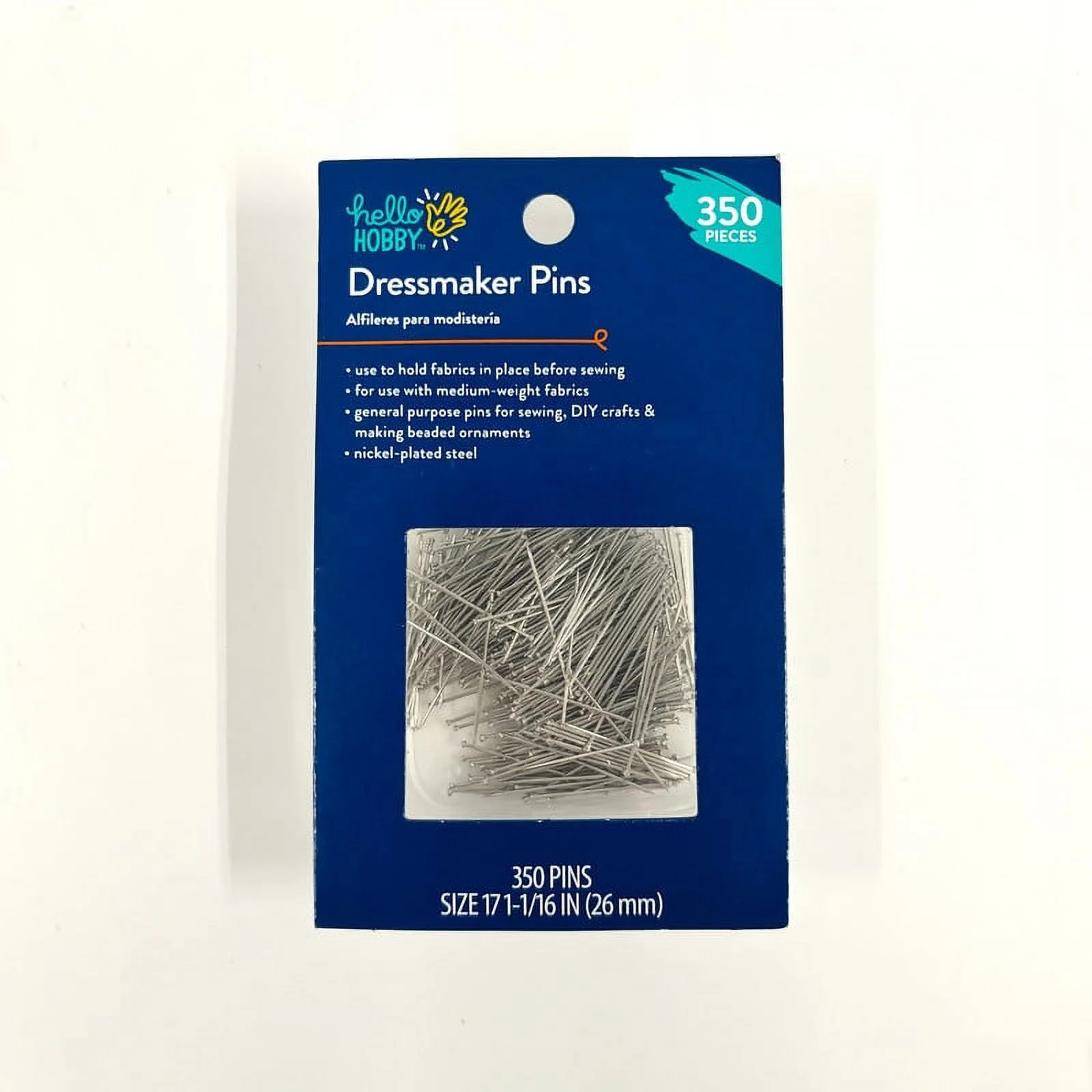 Hello Hobby Silver Pins Dressmaker 350 Count, Size 17, 26mm Long | Walmart (US)