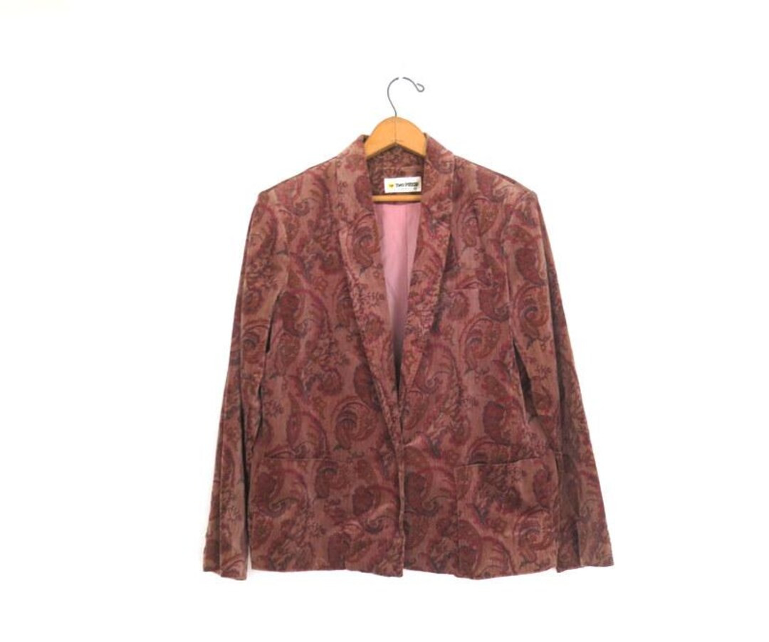 Paisley Velvet Jacket Vintage Two Potato Fall Blazer Layering Jacket / Medium - Etsy | Etsy (US)