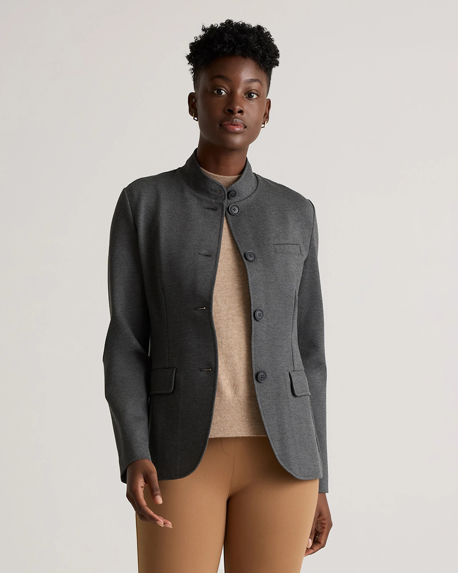 Ultra-Stretch Ponte Stand Collar Blazer | Quince