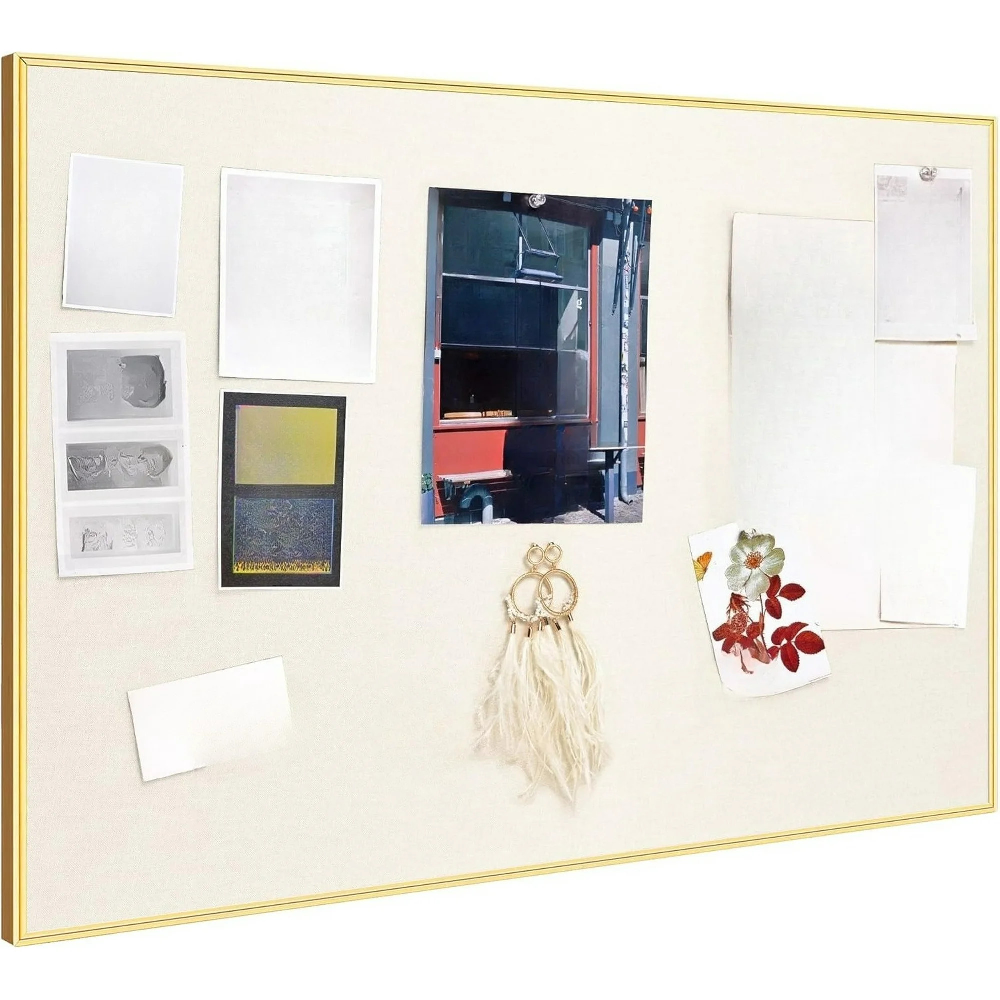 Bulletin Board 30 x 20 inches, Gold Aluminum Frame, Fabric Cork Board, with 10 Push Pins | Walmart (US)