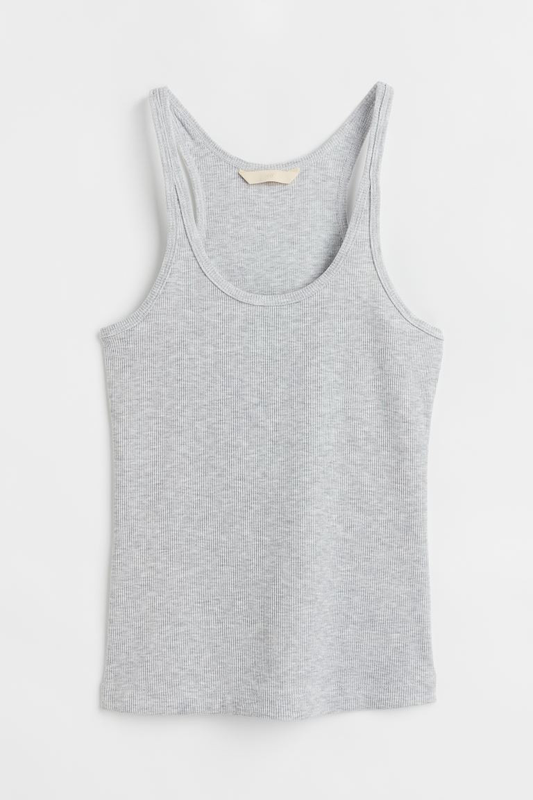 Ribbed Tank Top - Light gray melange - Ladies | H&M US | H&M (US + CA)