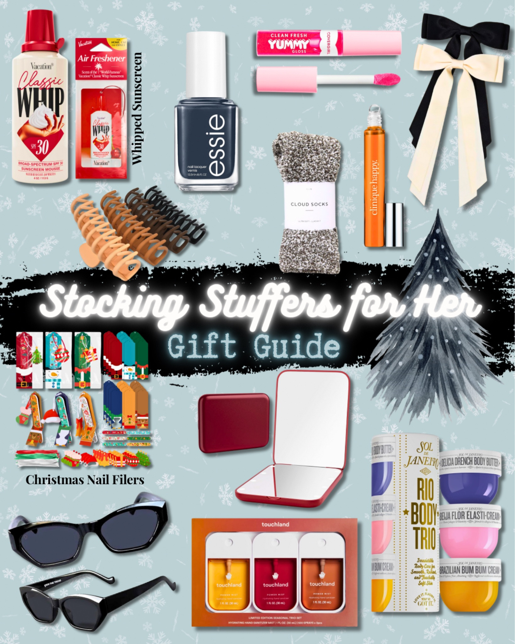 Stocking Stuffer for Her Holiday Gift Guide 💗

Gift guide, holiday, Christmas, seasonal, presents, for her, for him, for friend, for families, sticking stuffers, mini size sets, sunglasses, nail polish, hair accessories, hand sanitizers, Makeup

#LTKSeasonal #LTKGiftGuide #LTKHoliday