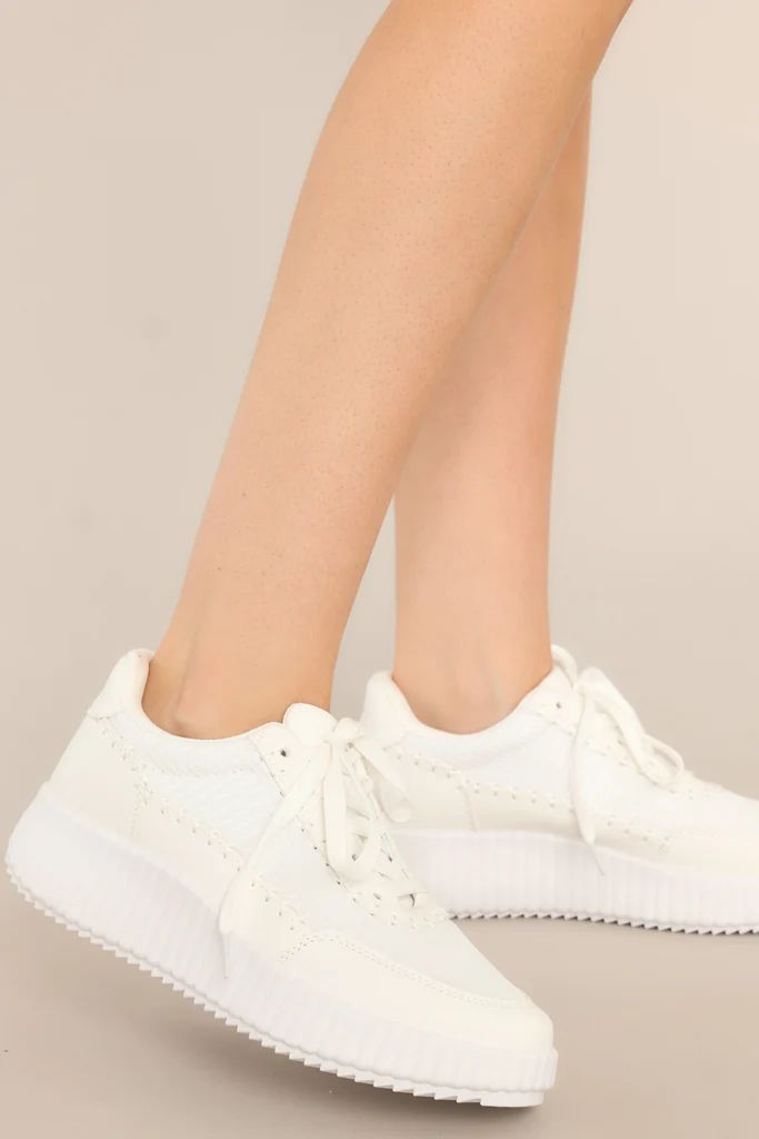 Iconic Steps White Platform Sneakers | Red Dress